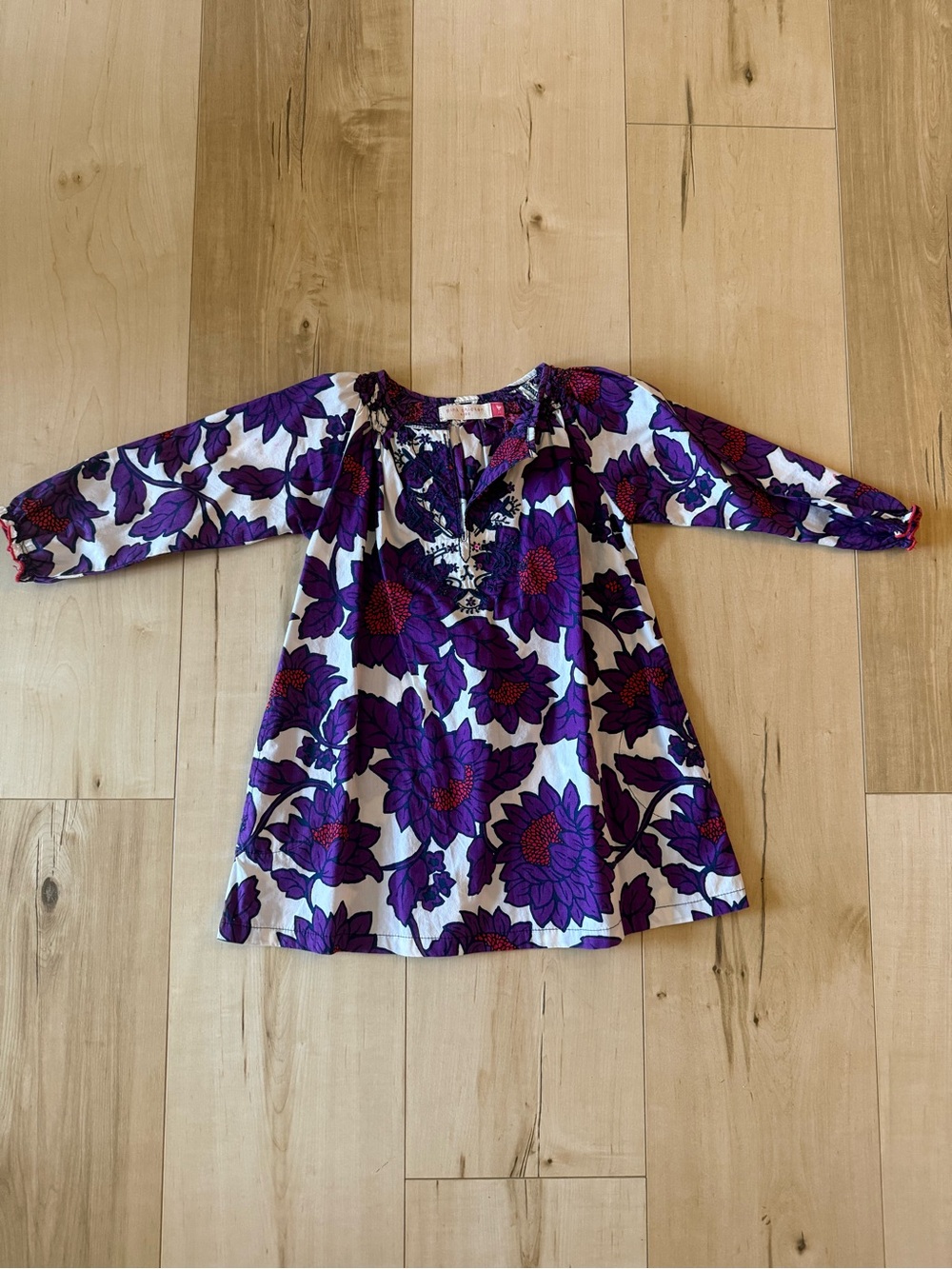 Pink Chicken Floral Purple Tunic Dress